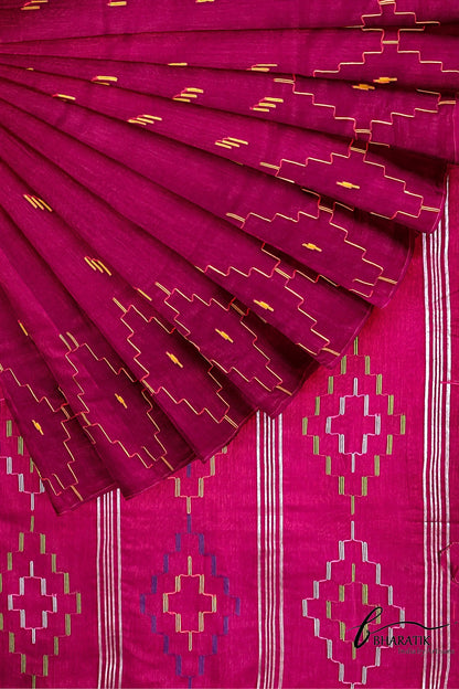 Silk Cotton Saree - Dark Pink