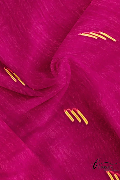 Silk Cotton Saree - Dark Pink
